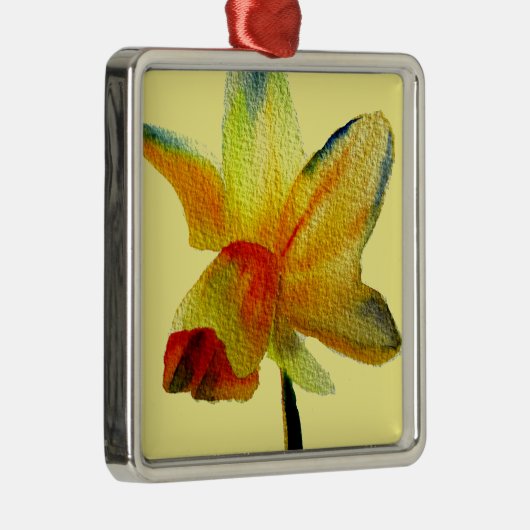 Gele Daffodil waterverf art Spring Flower Metalen Ornament (Rechts)