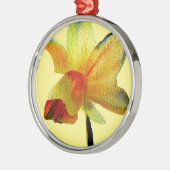 Gele Daffodil waterverf art Spring Flower Metalen Ornament (Links)
