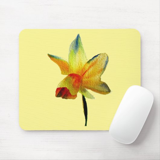 Gele Daffodil waterverf art Spring Flower Muismat (Met muis)