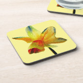Gele Daffodil waterverf art Spring Flower Onderzetter (Linkerzijde)