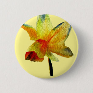 Gele Daffodil waterverf art Spring Flower Ronde Button 5,7 Cm