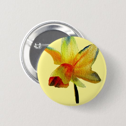 Gele Daffodil waterverf art Spring Flower Ronde Button 5,7 Cm (Voorkant /achterkant)