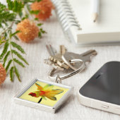 Gele Daffodil waterverf art Spring Flower Sleutelhanger (Zijkant)