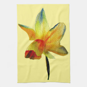 Gele Daffodil waterverf art Spring Flower Theedoek