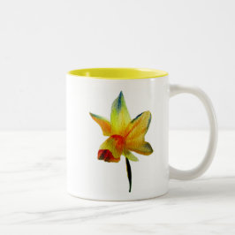 Gele Daffodil waterverf art Spring Flower Tweekleurige Koffiemok