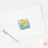 Gele Daffodil Waterverf Bloemvlinder Vierkante Sticker (Envelop)