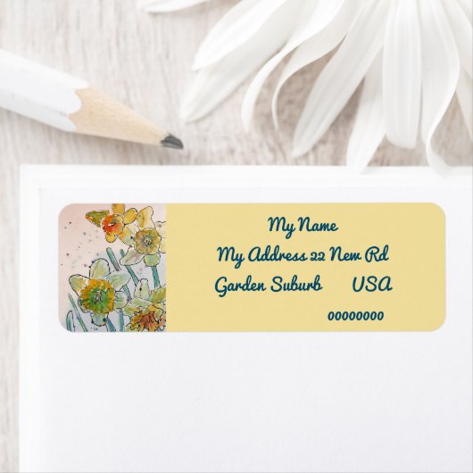 Gele Daffodil Waterverf Return Address Labels (Insitu)