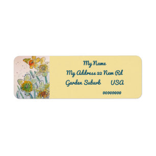 Gele Daffodil Waterverf Return Address Labels