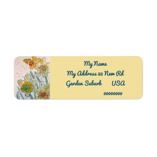 Gele Daffodil Waterverf Return Address Labels (Voorkant)