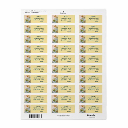 Gele Daffodil Waterverf Return Address Labels (Full Sheet)