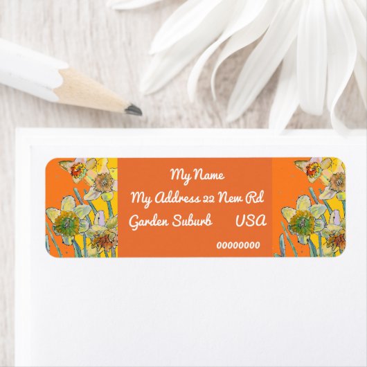 Gele Daffodil Waterverf Return Address Labels (Insitu)