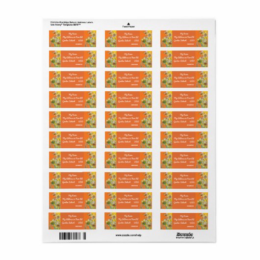 Gele Daffodil Waterverf Return Address Labels (Full Sheet)