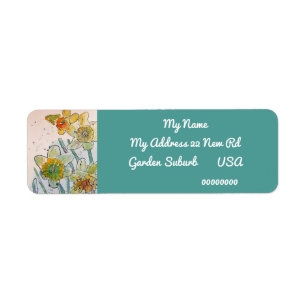 Gele Daffodil Waterverf Return Address Labels