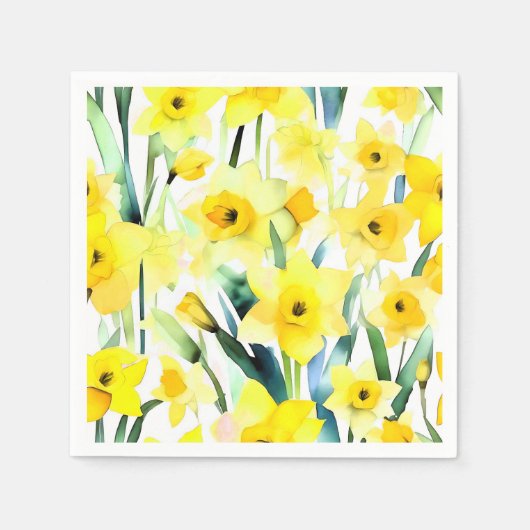 Gele Daffodil Waterverf Servet (Voorkant)