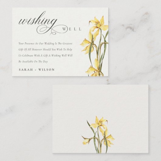 Gele Daffodil Waterverf Weddenschap Goed Informatiekaartje (Voorkant / Achterkant)