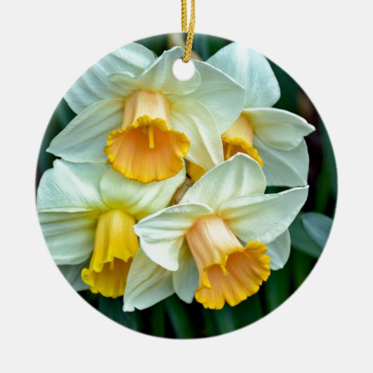 Gele daffodilbloemen keramisch ornament (Voorkant)