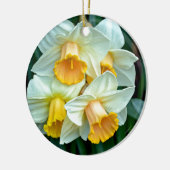 Gele daffodilbloemen keramisch ornament (Links)