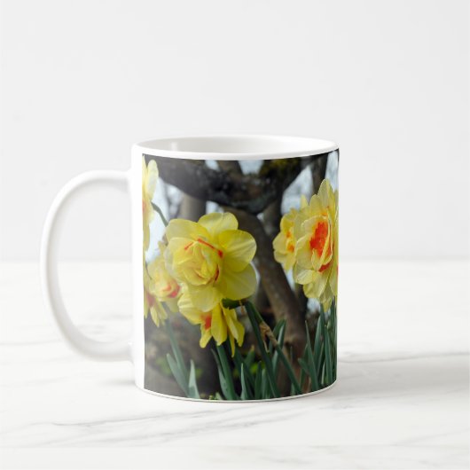 Gele daffodilbloemen koffiemok (Links)