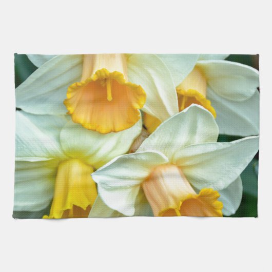 Gele daffodilbloemen theedoek (Horizontaal)
