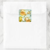 Gele daffodilbloemen vierkante sticker (Tas)