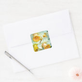 Gele daffodilbloemen vierkante sticker (Envelop)