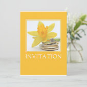 gele daffodilerende huwelijksuitnodiging kaart (Staand voorkant)