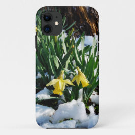 Gele Daffodils bloemen in de sneeuw iPhone 11 Hoesje