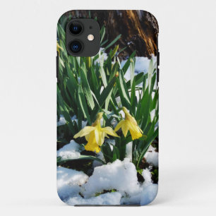 Gele Daffodils bloemen in de sneeuw iPhone 11 Hoesje