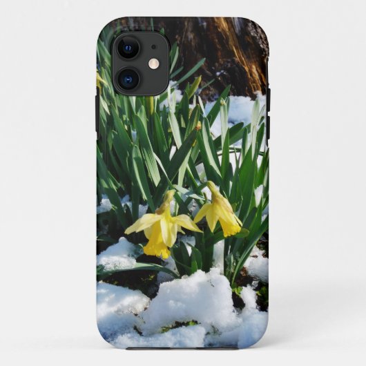Gele Daffodils bloemen in de sneeuw Case-Mate iPhone Case (Achterkant)