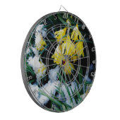 Gele Daffodils bloemen in de sneeuw Dartbord (Voorkant Links)
