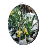 Gele Daffodils bloemen in de sneeuw Dartbord (Voorkant Rechts)