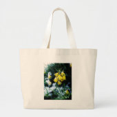 Gele Daffodils bloemen in de sneeuw Grote Tote Bag (Voorkant)