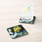 Gele Daffodils bloemen in de sneeuw Onderzetter (Rechterzijde)