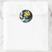 Gele Daffodils bloemen in de sneeuw Ronde Sticker (Tas)