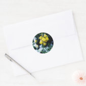 Gele Daffodils bloemen in de sneeuw Ronde Sticker (Envelop)