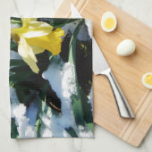 Gele Daffodils bloemen in de sneeuw Theedoek (Quarter Fold)