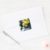 Gele Daffodils bloemen in de sneeuw Vierkante Sticker (Envelop)