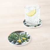 Gele Daffodils bloemen in de sneeuw Zandsteen Onderzetter (Zijkant)