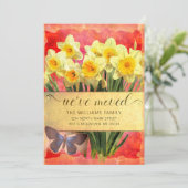Gele Daffodils Bloemen Vlinder Koraal Bewegen Aankondiging (Staand voorkant)