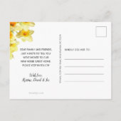 Gele Daffodils Bloemen Vlinder Koraal Bewegen Aankondigingskaart (Achterkant)