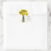 Gele Daffodils Bruiloft Vierkante Envelop Afdichti Sticker (Tas)