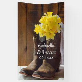 Gele Daffodils en Cowboy Boots Westerne bruiloft Spandoek