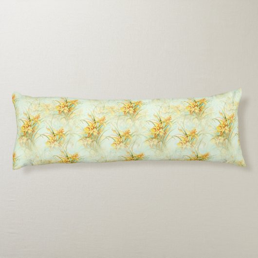  Gele Daffodils Floral Chic Bedding Lichaamskussen (Achterkant)