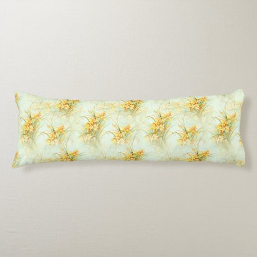 Gele Daffodils Floral Chic Bedding Lichaamskussen (Voorkant)