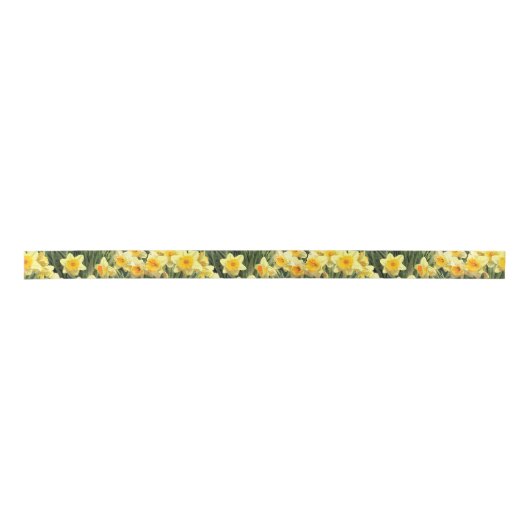 Gele Daffodils Floral Garden Satijnen Lint (Voorkant)
