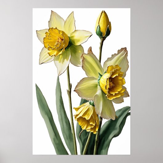 Gele Daffodils Flower Art Print Poster (Voorkant)