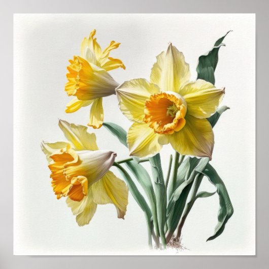 Gele Daffodils Flower Art Print Poster (Voorkant)