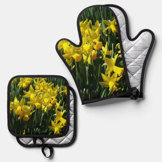Gele Daffodils I Ovenwant & Pannenlap Set (Voorkant / Achterkant)