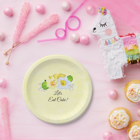 Gele Daffodils lente bruiloft gepersonaliseerd Papieren Bordje (Feest)