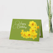 Gele Daffodils Lime Green Background Birthday Kaart (Voorkant)